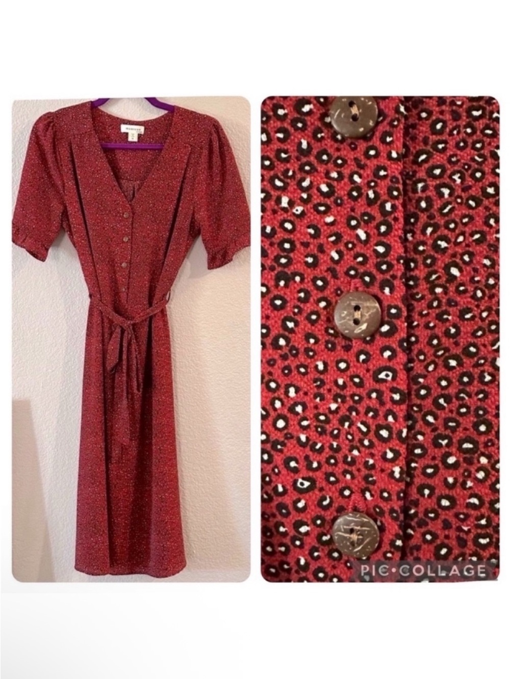 Monteau Short Ruffle Sleeved Animal Print Midi Dress Size Medium